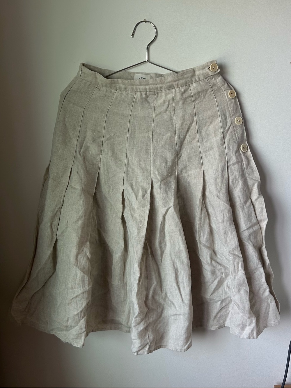 Light Beige Linen Pleated Skirt - Wilfred